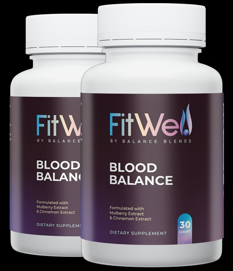 Two FitWell Blood Balance dietary supplement bottles, 30 count each